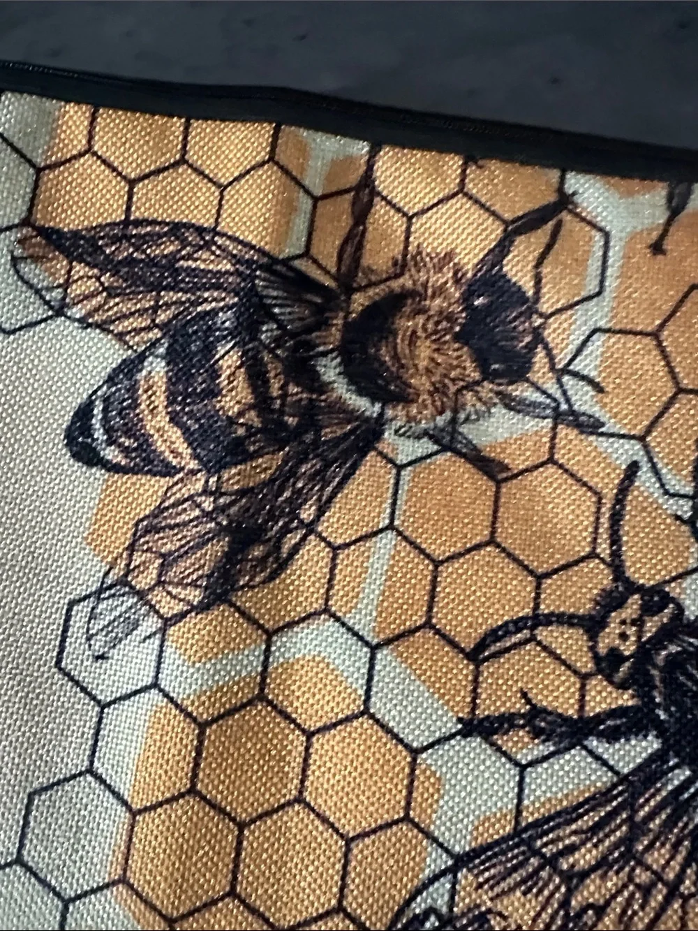 Yellow and Cream Bee Honeycomb Zip Pouch